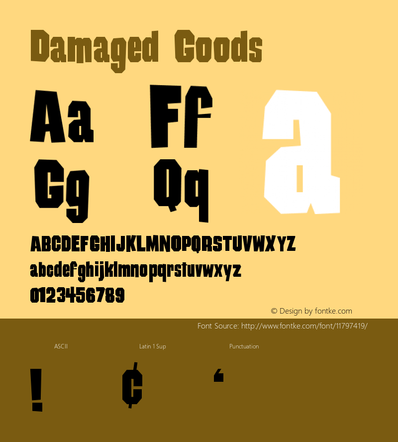 Damaged Goods Version Macromedia Fontograp Font Sample