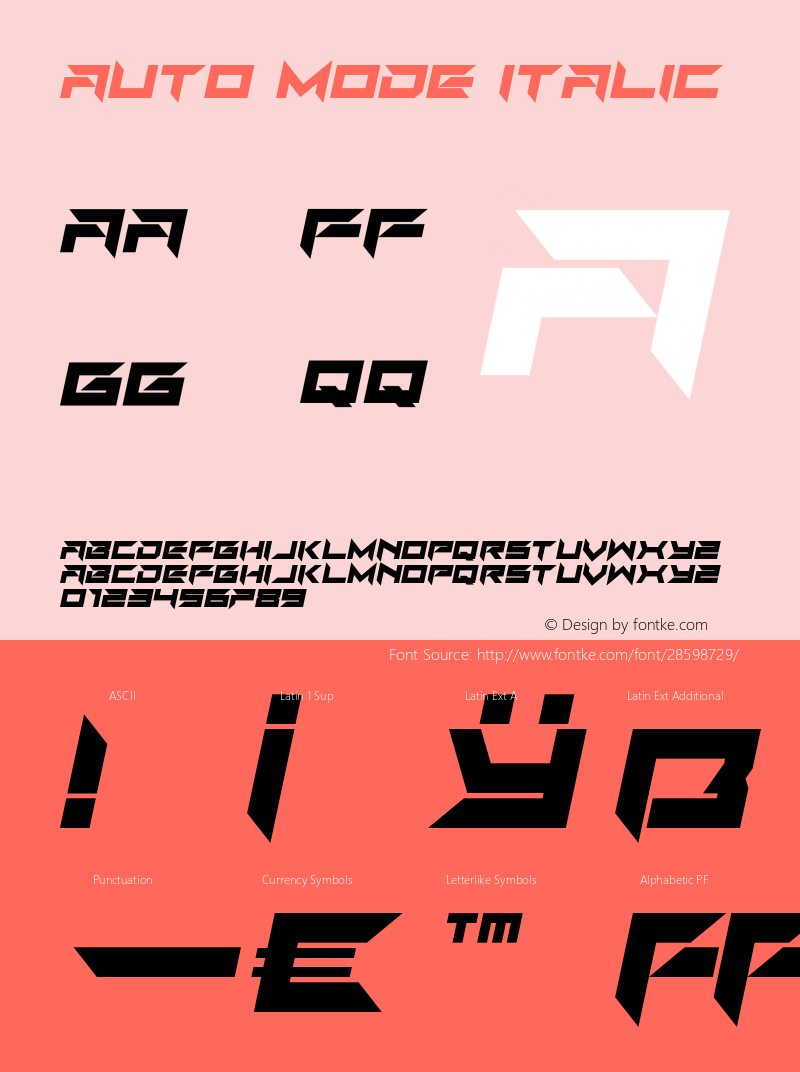 Auto Mode Italic Version 1.00;February 10, 2019;FontCreator 11.5.0.2427 32-bit Font Sample