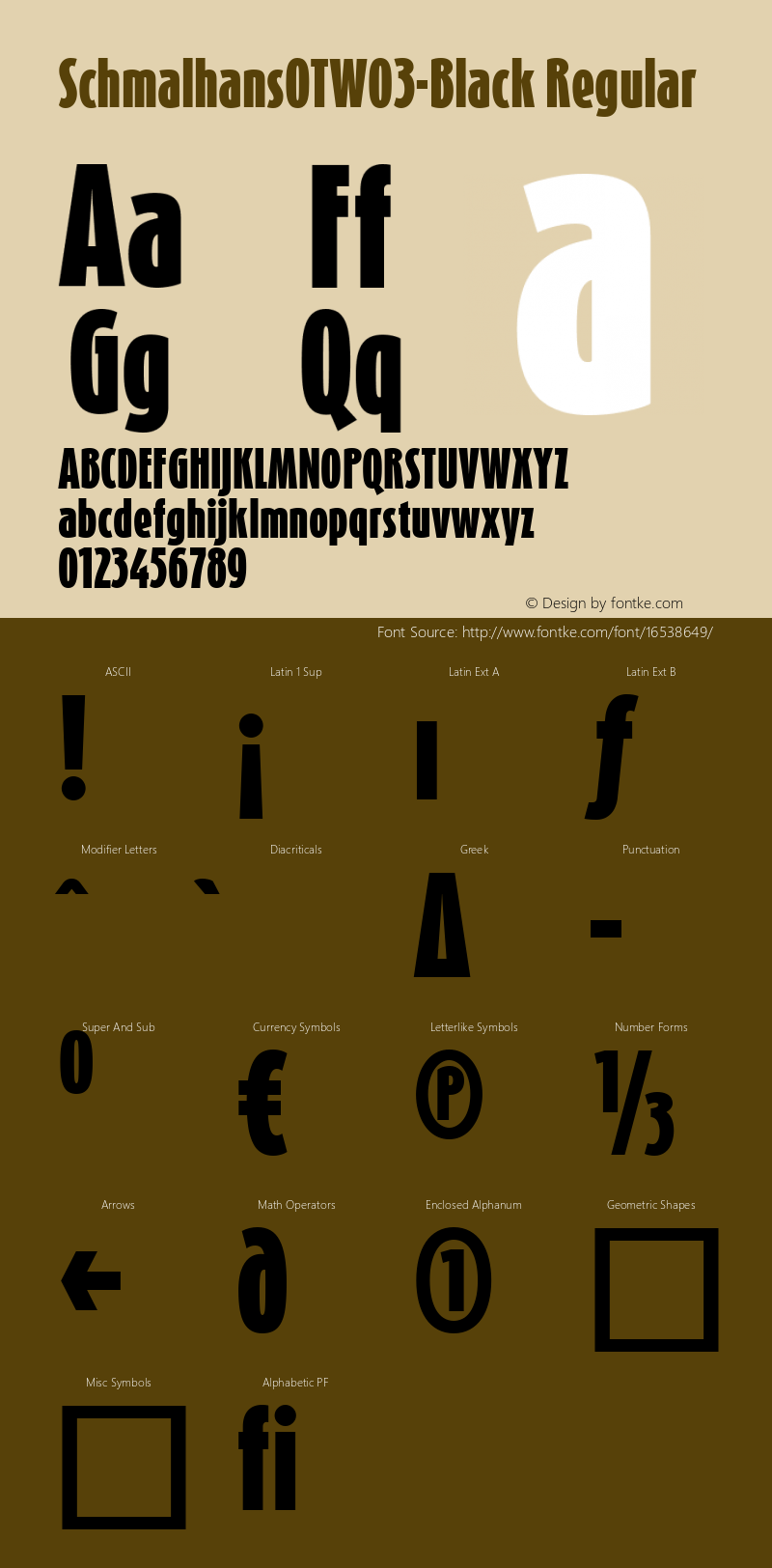 SchmalhansOTW03-Black Regular Version 7.504 Font Sample