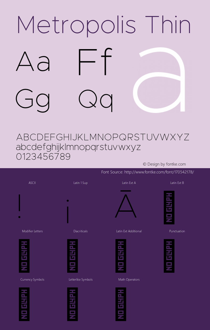 Metropolis Thin Version 11.000;hotconv 1.0.109;makeotfexe 2.5.65596图片样张