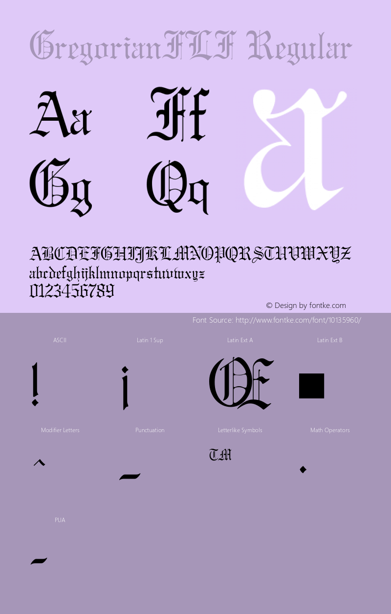 GregorianFLF Regular 1.0 Font Sample