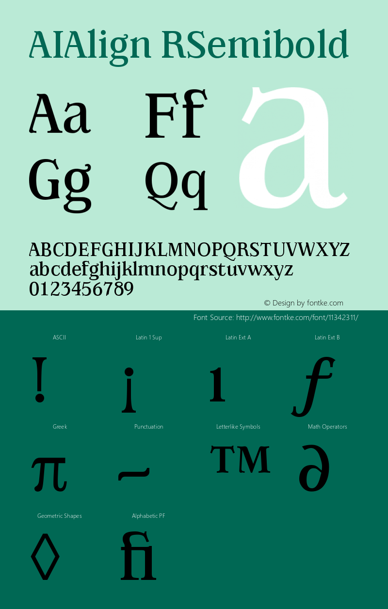 AIAlign RSemibold Version 001.000 Font Sample