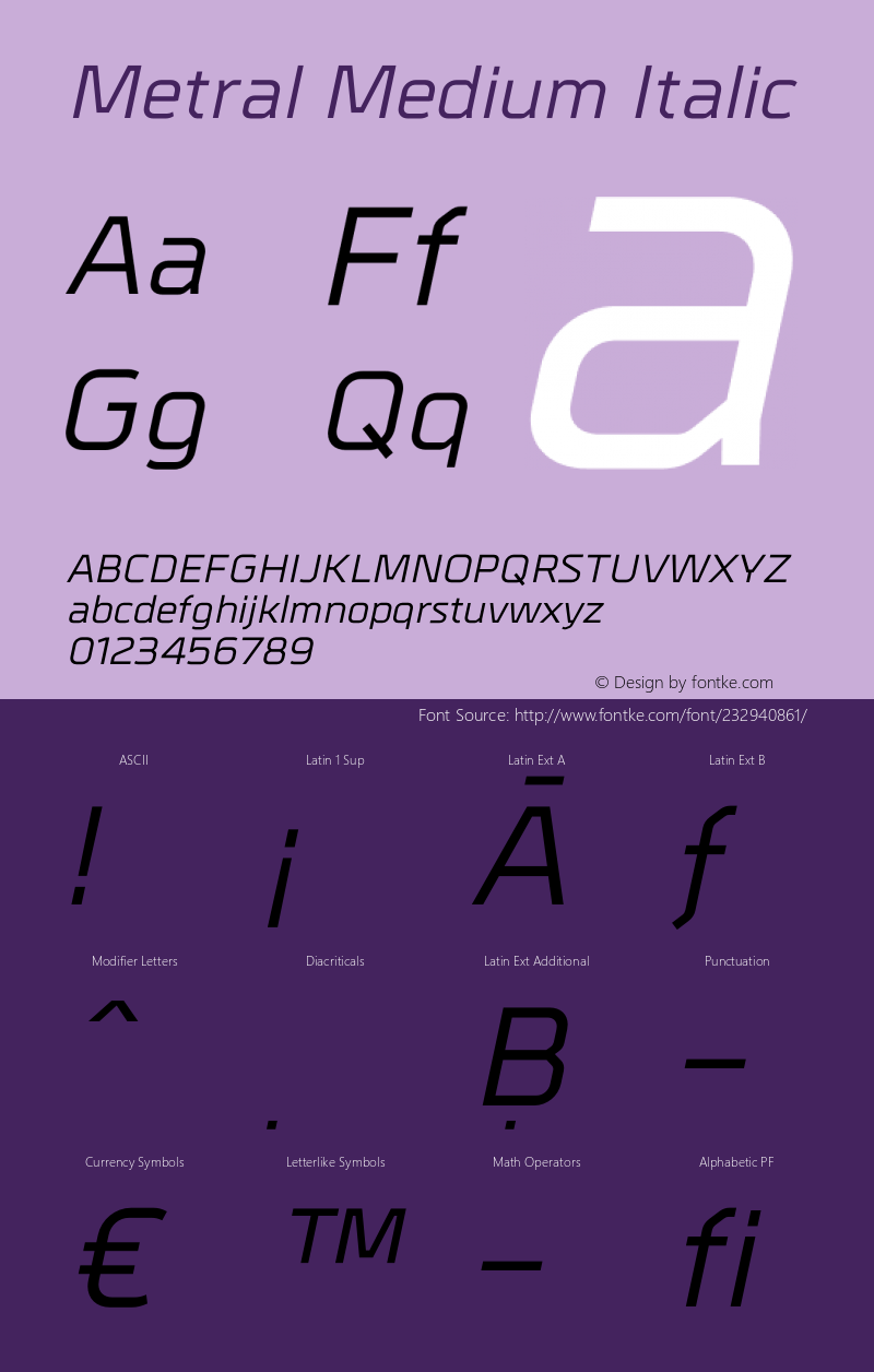 Metral-MediumItalic Version 1.001;PS 001.001;hotconv 1.0.56;makeotf.lib2.0.21325图片样张