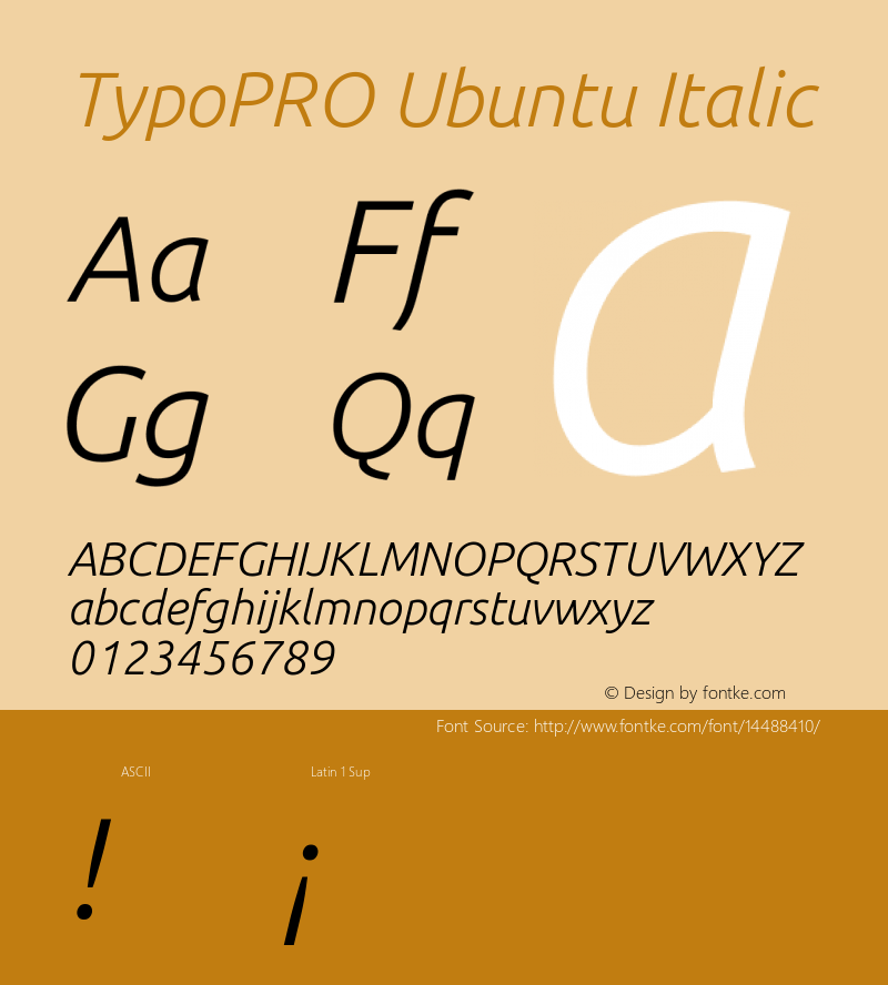 TypoPRO Ubuntu Italic Version 0.80 Font Sample