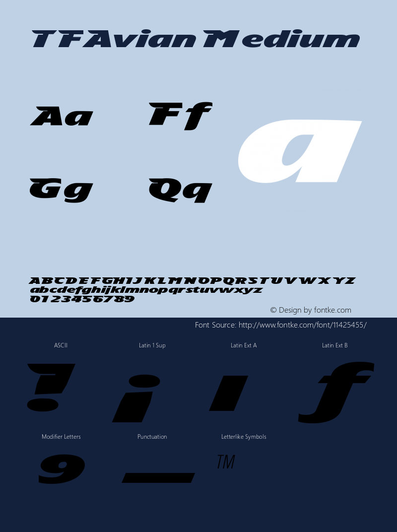 TFAvian Medium Version 001.000 Font Sample