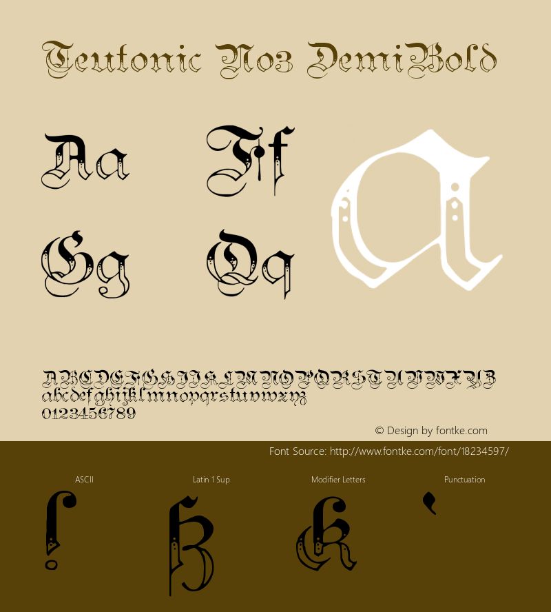 Teutonic No3 DemiBold Version 1.0; 2002; initial r Font Sample