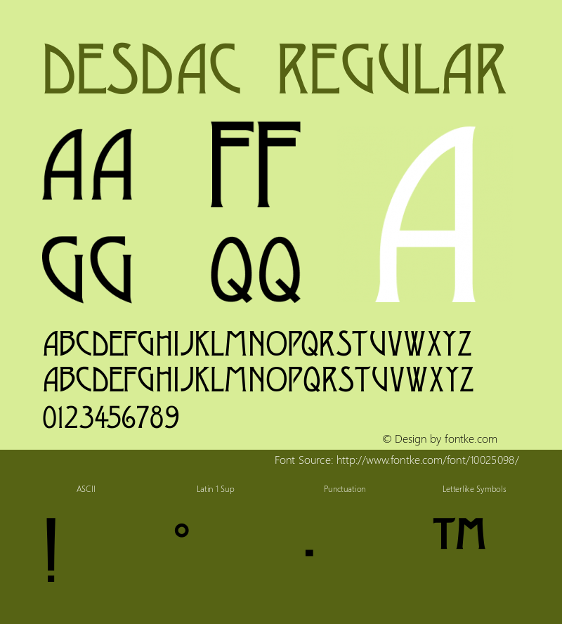 DesdaC Regular Macromedia Fontographer 4.1 18.06.97 Font Sample