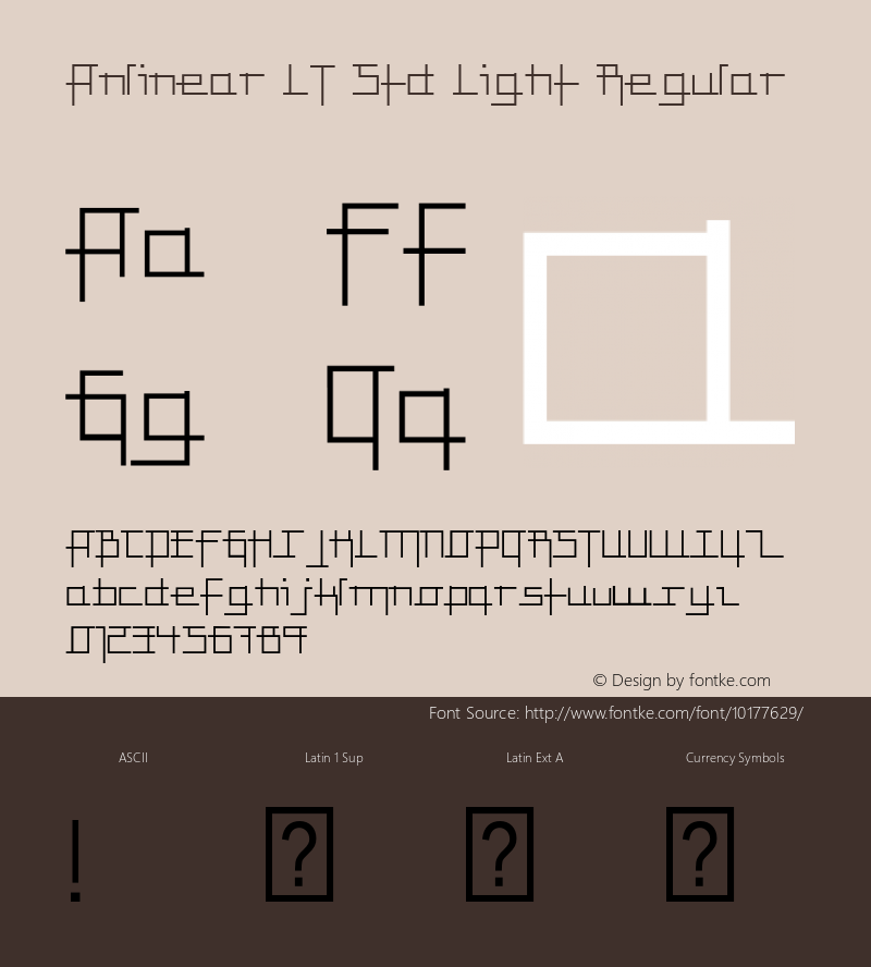 Anlinear LT Std Light Regular Version 3.001;PS 003.000;hotconv 1.0.38 Font Sample