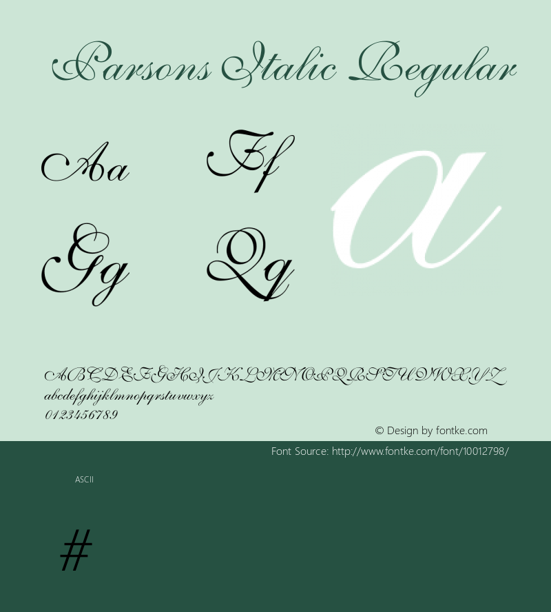 Parsons Italic Regular Unknown Font Sample
