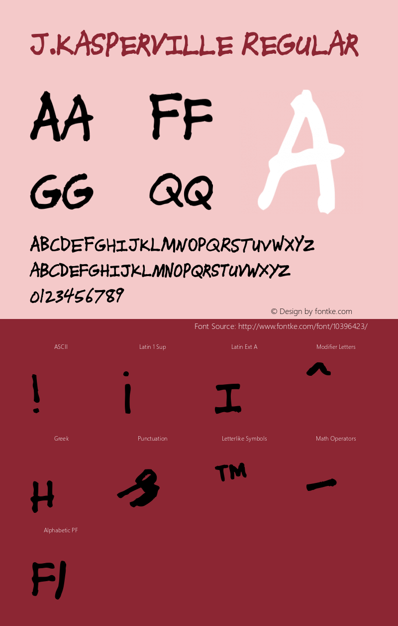 J.Kasperville Regular Unknown Font Sample