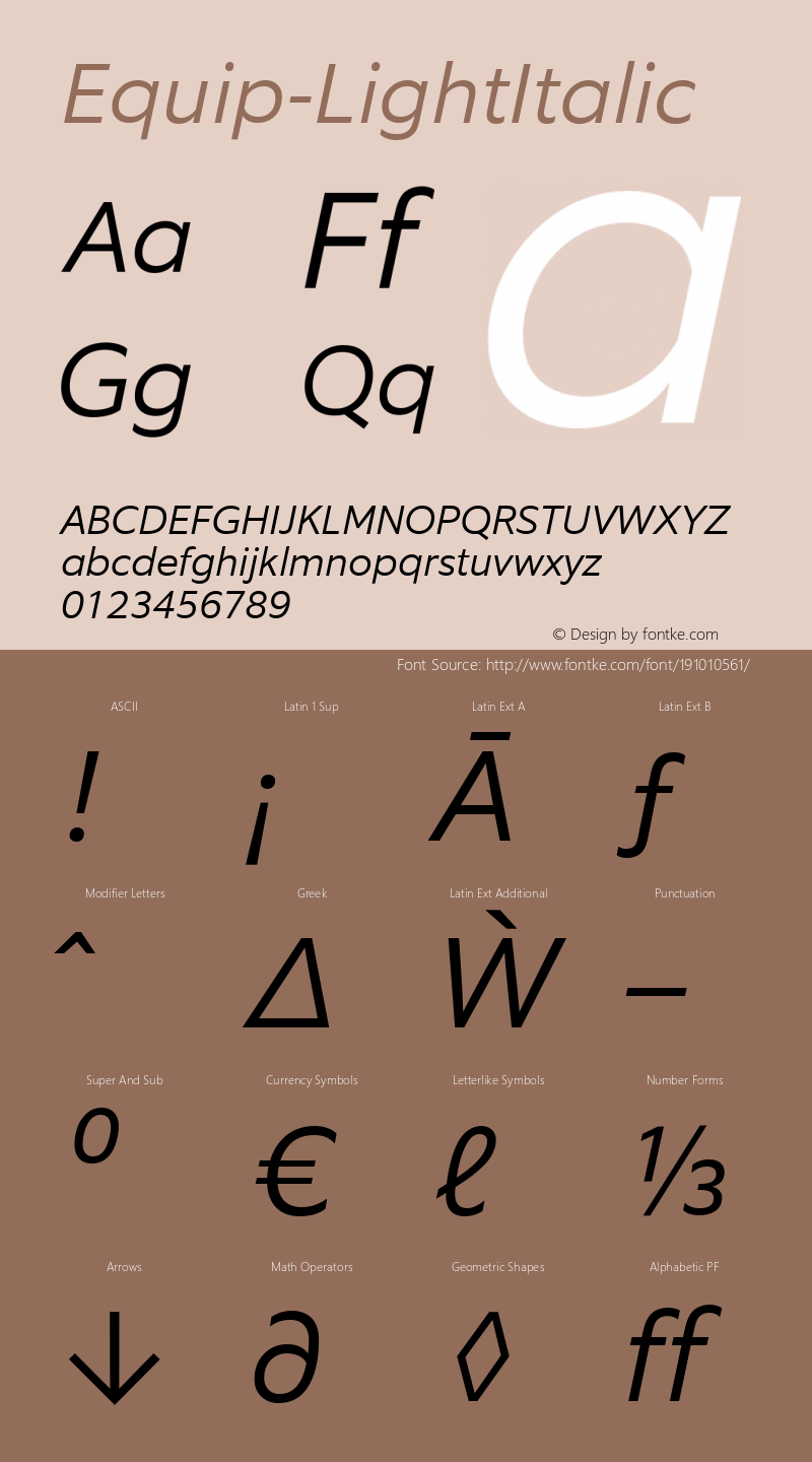 ☞Equip-LightItalic Version 1.000;com.myfonts.easy.hoftype.equip.light-italic.wfkit2.version.43Dq图片样张