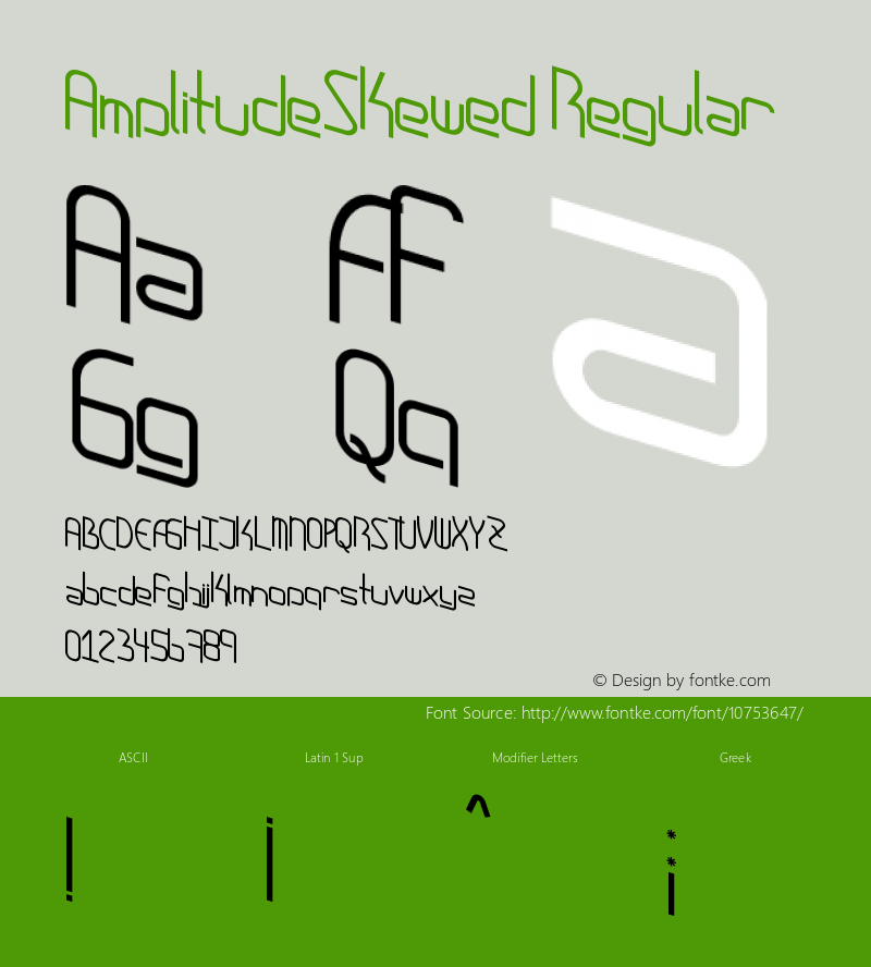 AmplitudeSkewed Regular Version 1.00 July 30, 2015, initial release Font Sample