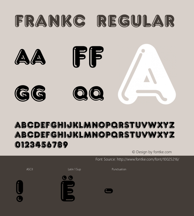 FrankC Regular Macromedia Fontographer 4.1 18.06.97 Font Sample