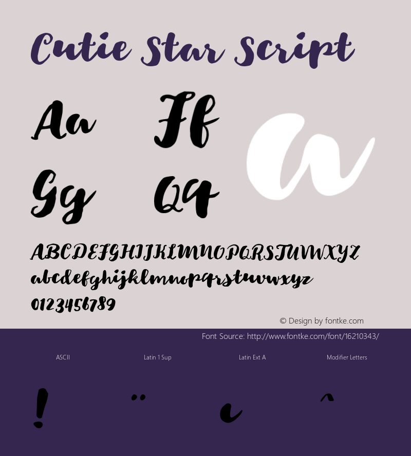 Cutie Star Script 1.000 Font Sample