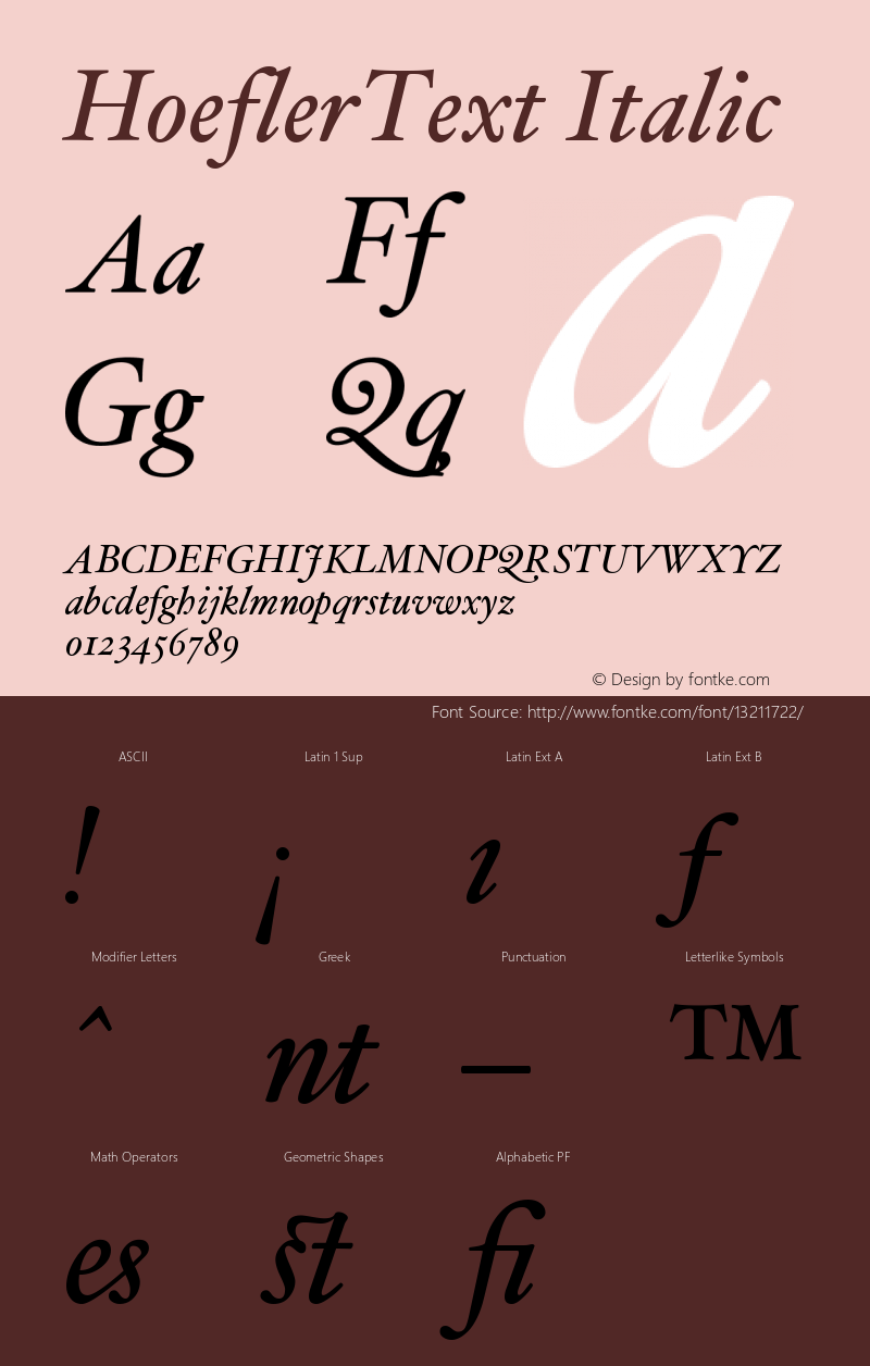 HoeflerText Italic Version 001.000 Font Sample