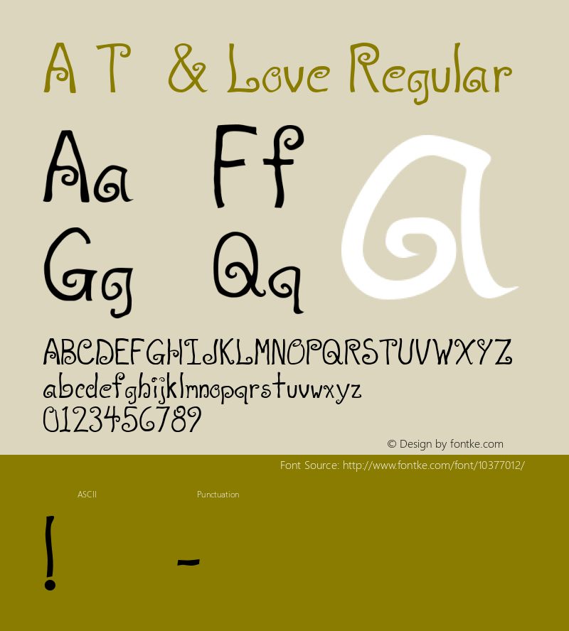 A T  & Love Regular Lauren Ashpole's A T & Love Font Sample