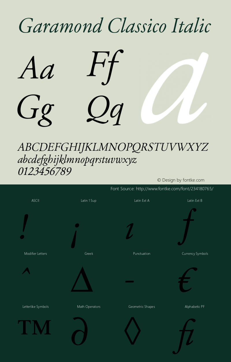 Garamond Classico Italic Version 1.10图片样张