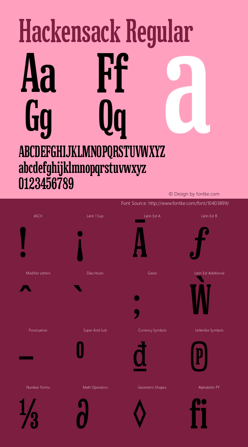 Hackensack Regular 4.1d1e2 MacOS Conv. Font Sample