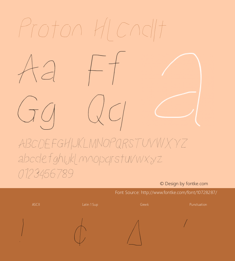 Proton HlCndIt Version 1.017 Font Sample