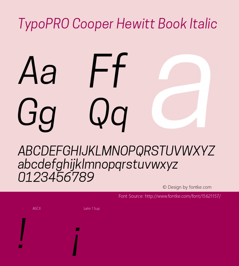 TypoPRO Cooper Hewitt Book Italic 1.000 Font Sample