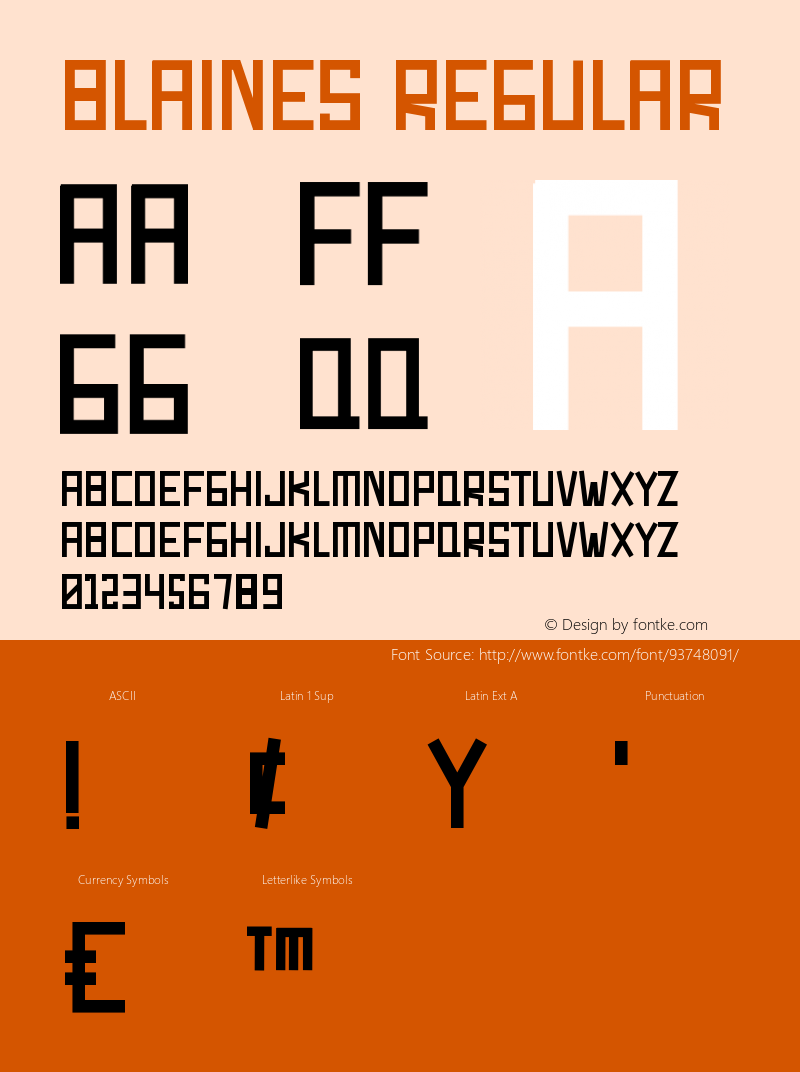 Blaines Version 1.002;Fontself Maker 3.5.4 Font Sample