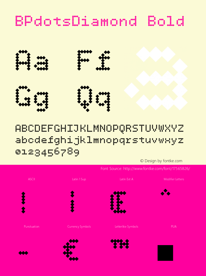 BPdotsDiamond Bold Version 1.000 Font Sample