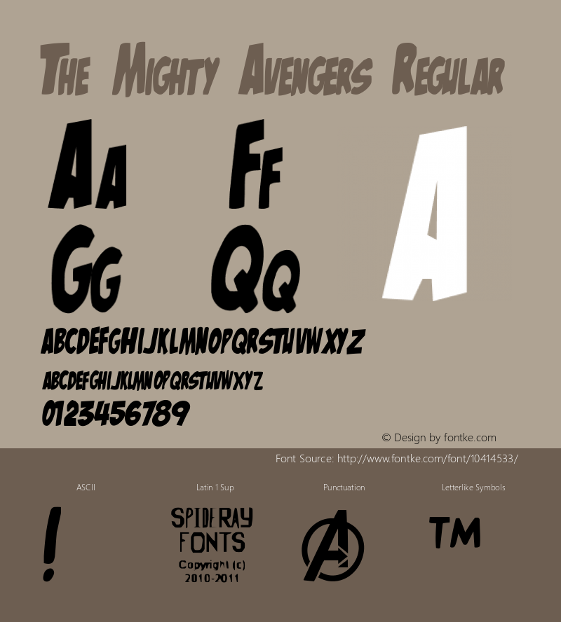 The Mighty Avengers Regular Version 1.008 Font Sample