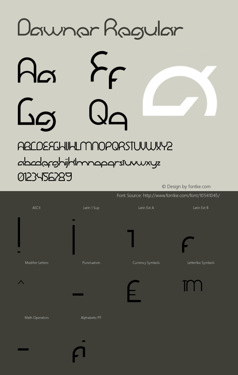 Dawner Regular Version 1.000 2014 initial release Font Sample