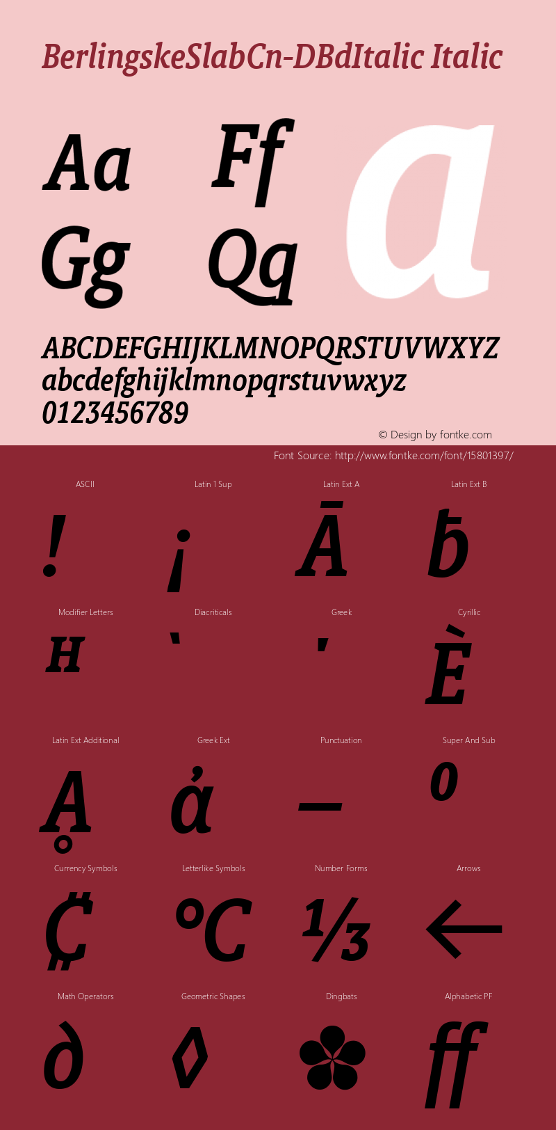 BerlingskeSlabCn-DBdItalic Italic Version 1.003 Font Sample