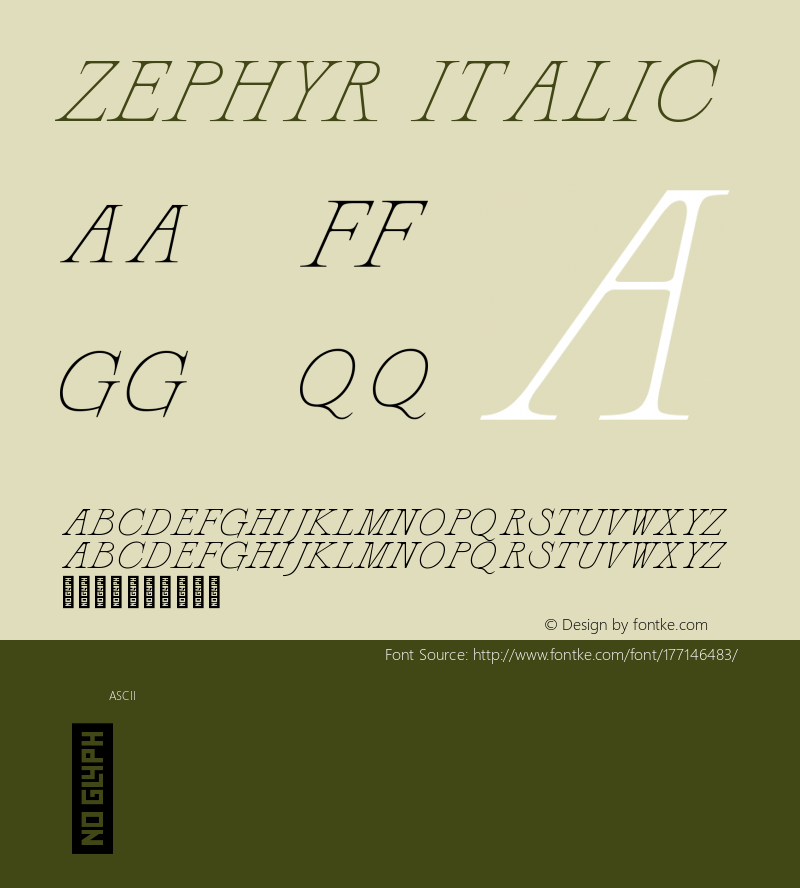 Zephyr Italic Version 1.000;hotconv 1.0.109;makeotfexe 2.5.65596图片样张