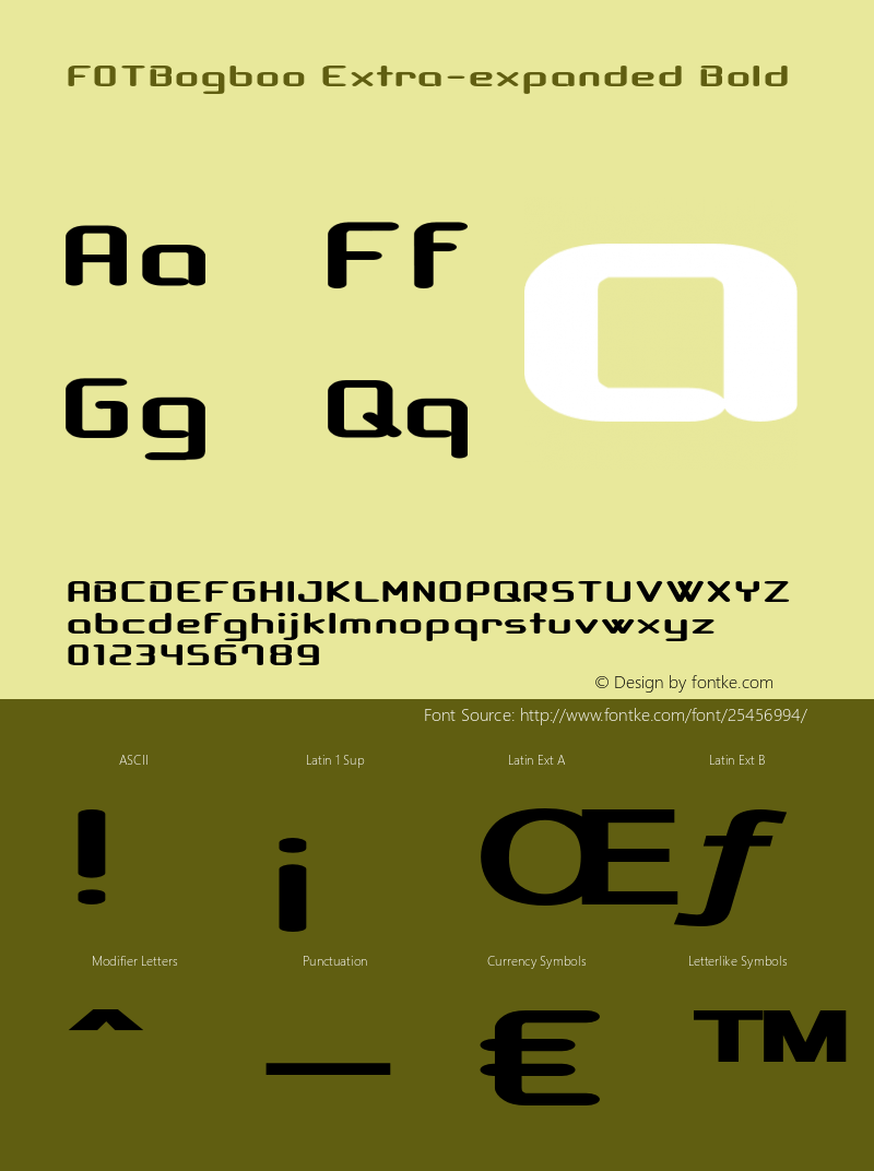 FOTBogboo-ExtraexpandedBold Version 1.000 Font Sample