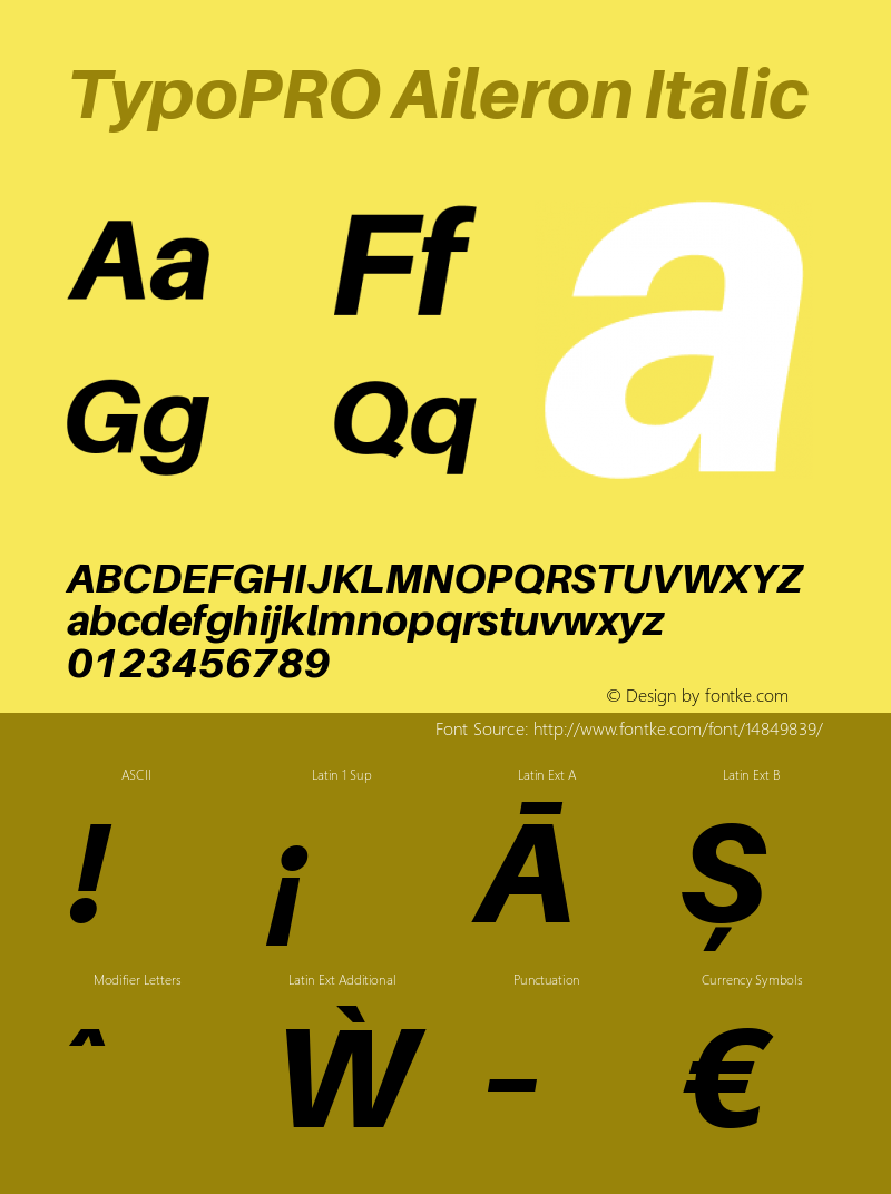 TypoPRO Aileron Italic Version 1.000;PS 001.000;hotconv 1.0.70;makeotf.lib2.5.58329 Font Sample