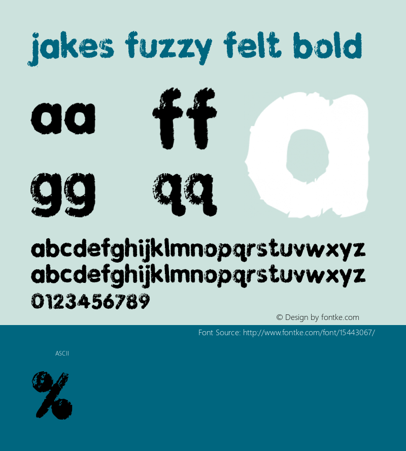 Jakes Fuzzy Felt Bold Version 1.03 Font Sample