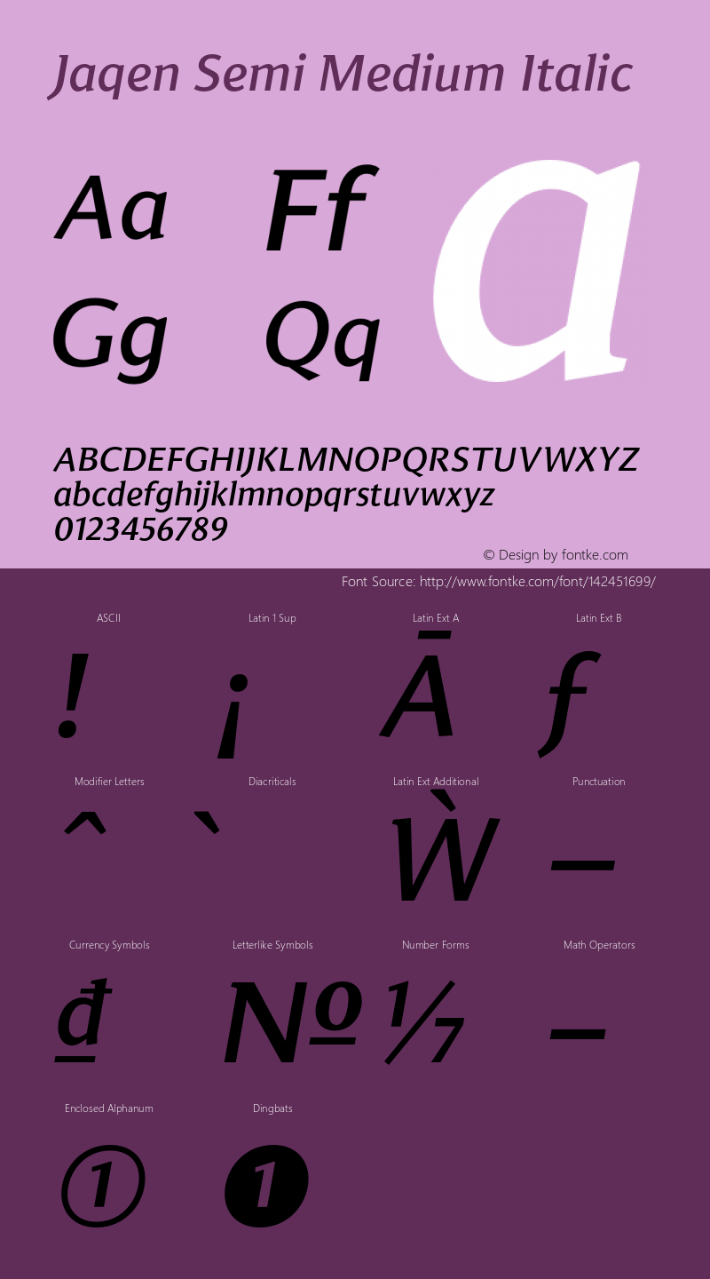 Jaqen Semi Medium Italic Version 001.001 June 2020 Font Sample