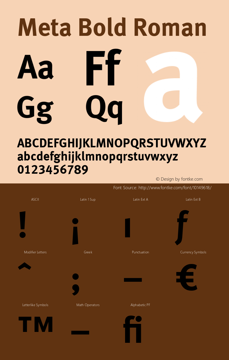 Meta Bold Roman Version 004.301 Font Sample