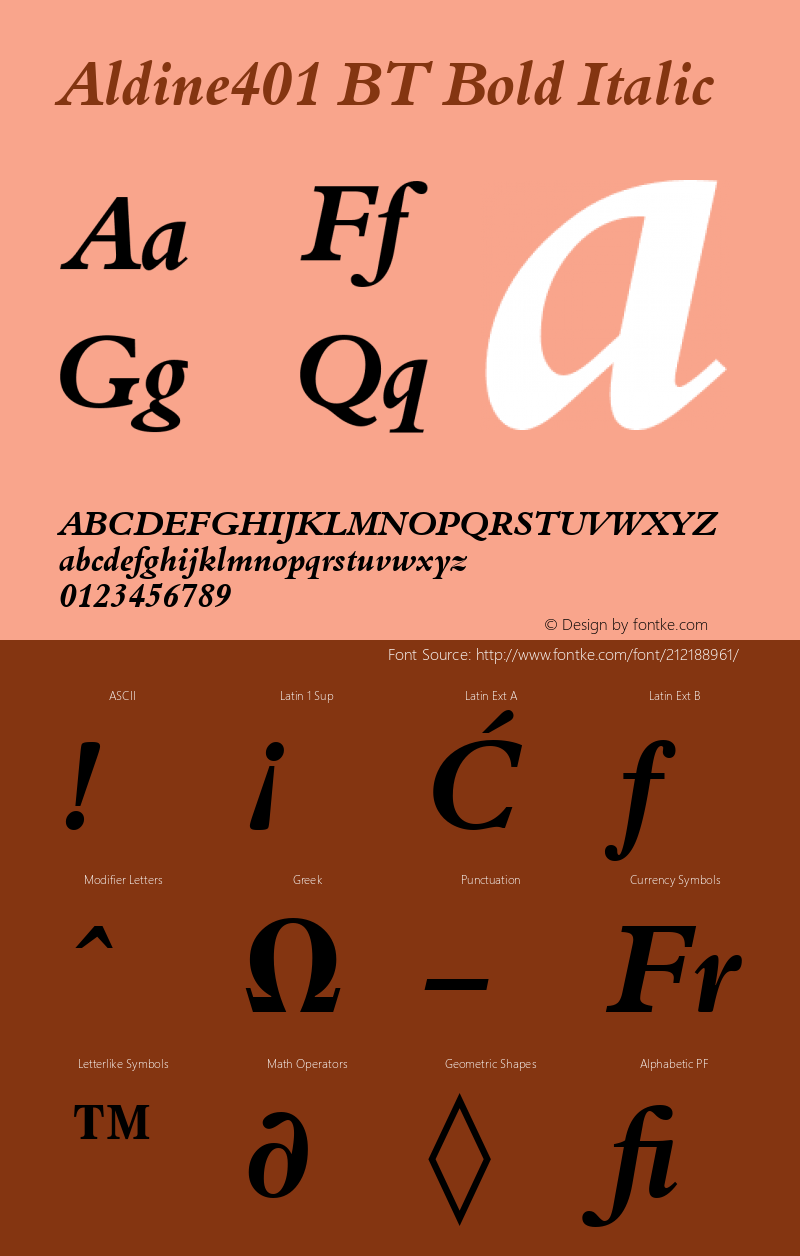 Aldine401 BT Bold Italic Version 1.01 emb4-OT图片样张