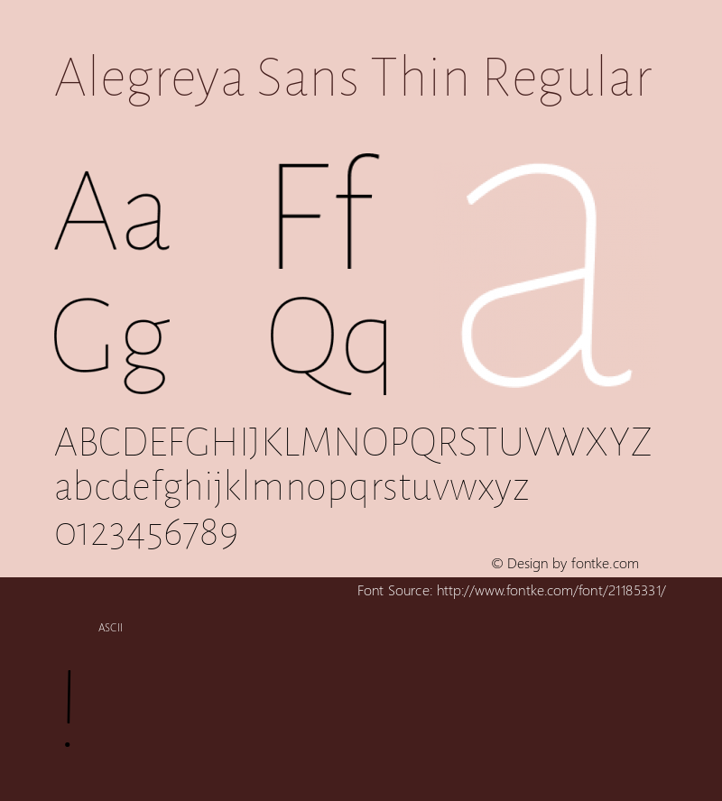 Alegreya Sans Thin Regular  Font Sample