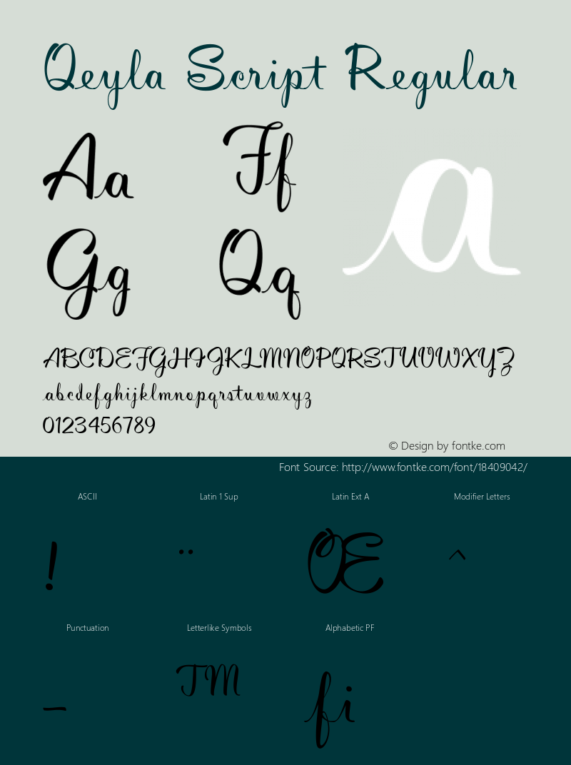 Qeyla Script Regular Version 1.000 Font Sample