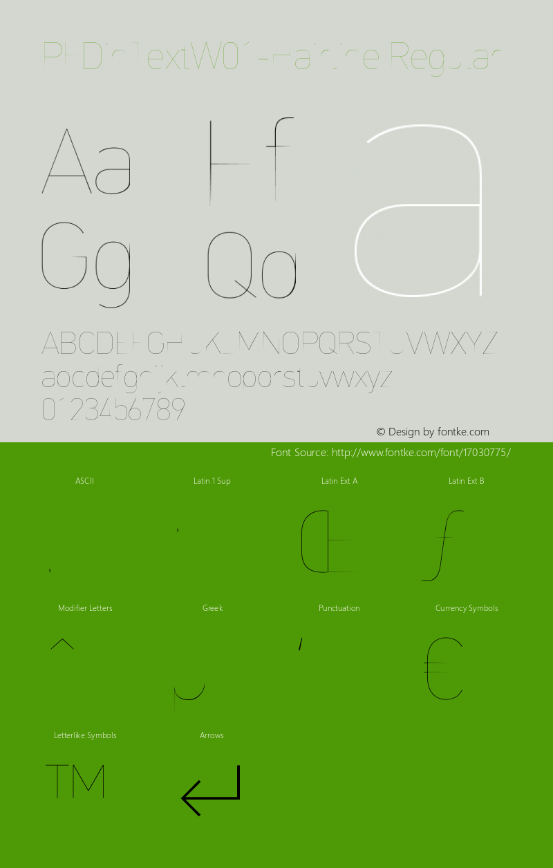 PFDinTextW01-Hairline Regular Version 3.20 Font Sample