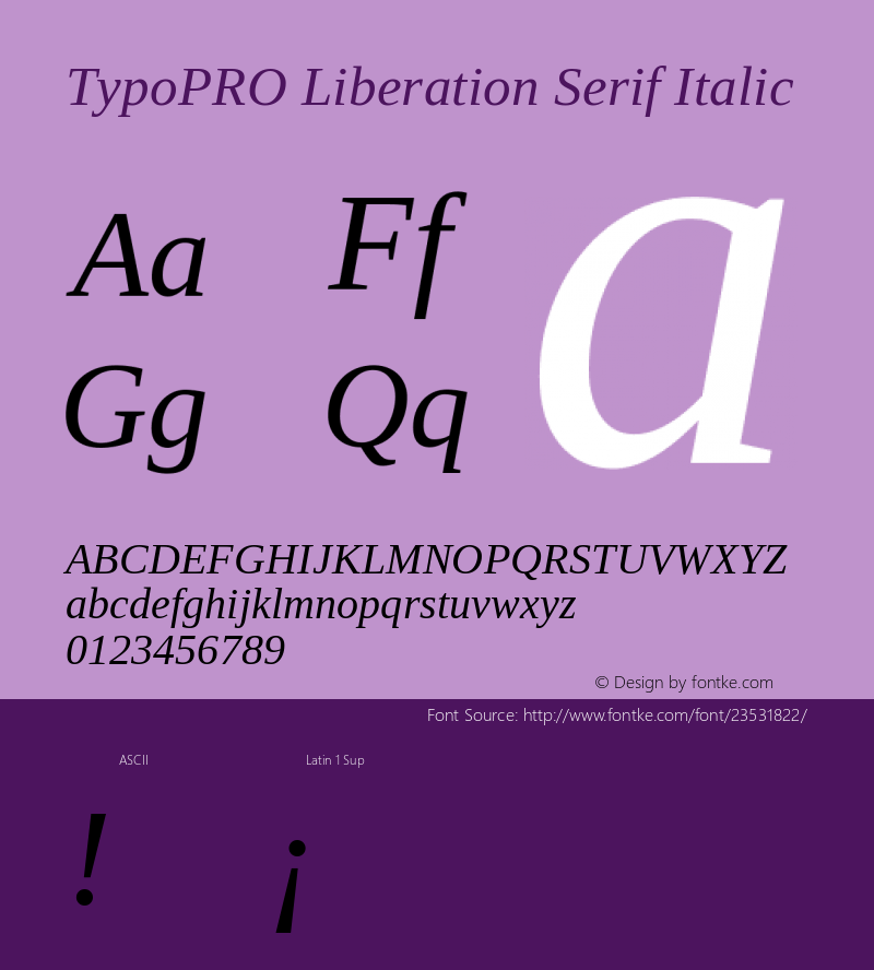 TypoPRO Liberation Serif Italic Version 2.00.1 Font Sample