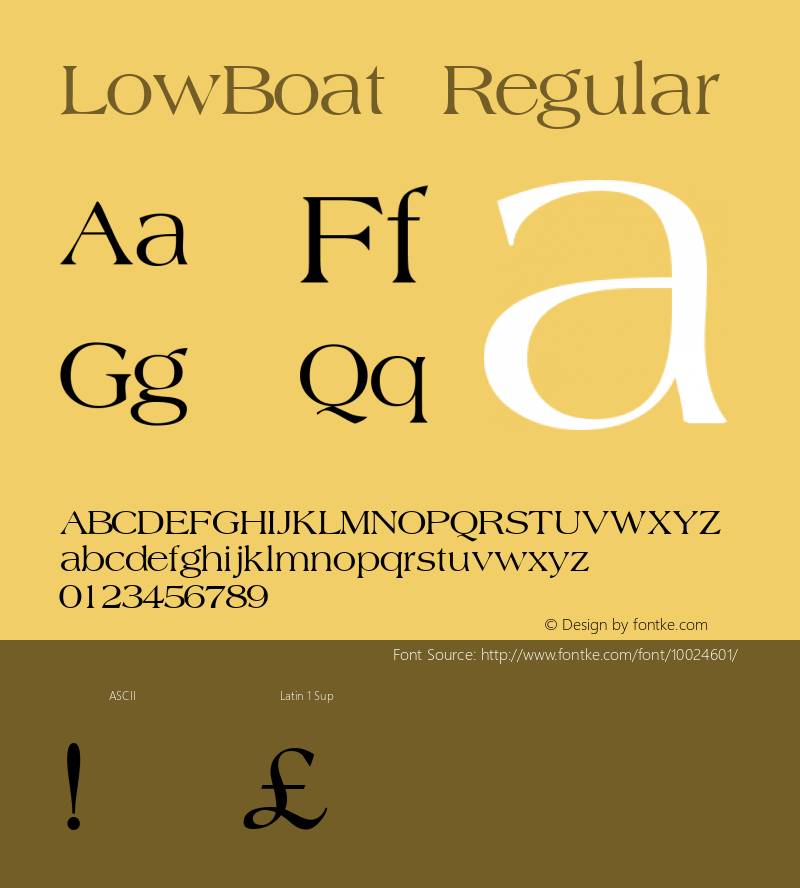 LowBoat Regular Unknown Font Sample