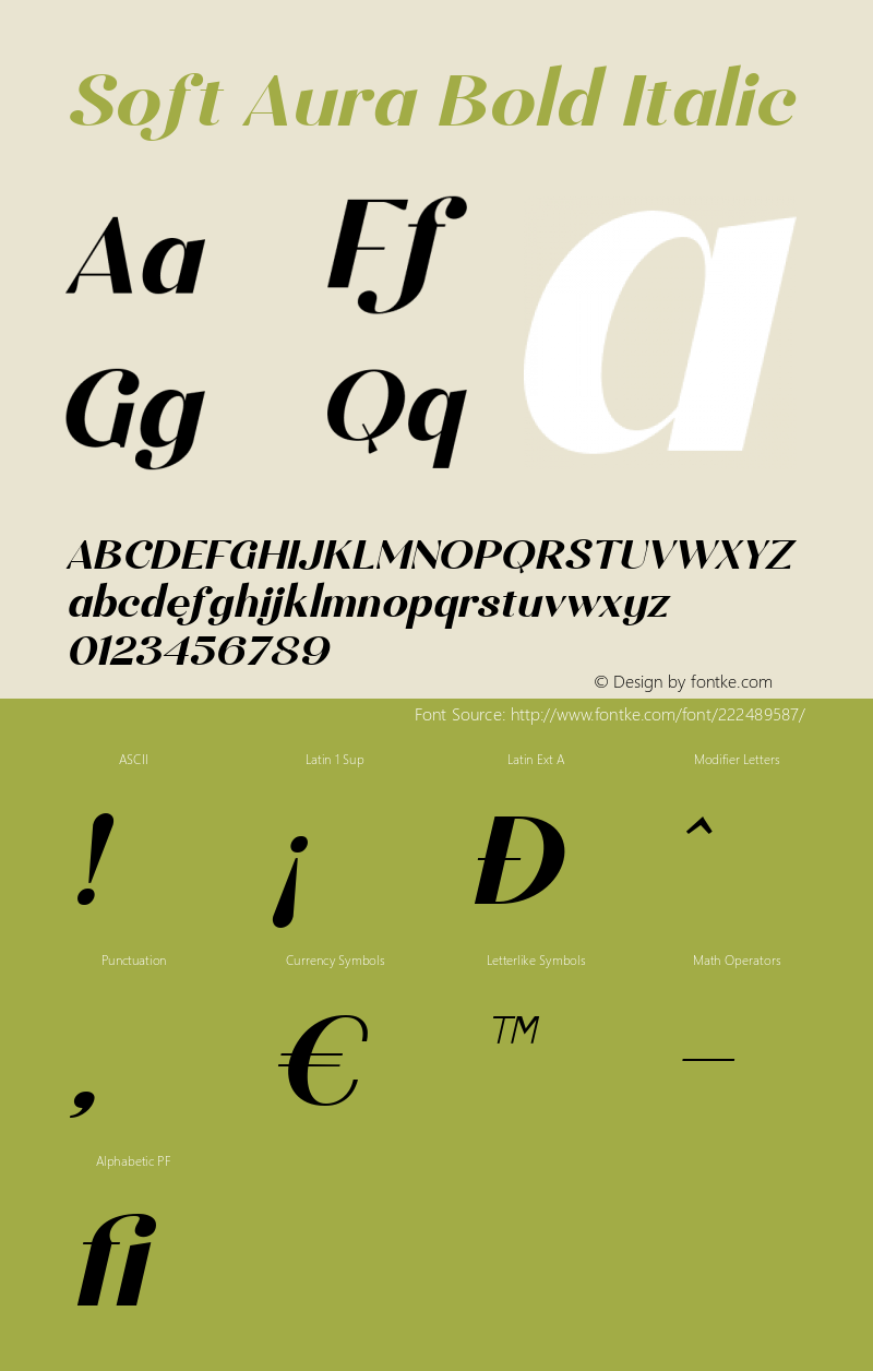 Soft Aura Bold Italic Version 1.000图片样张