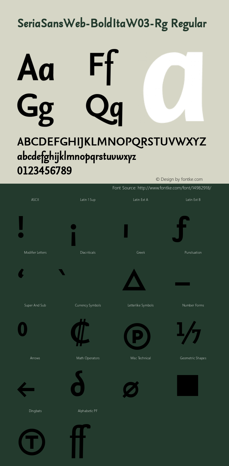 SeriaSansWeb-BoldItaW03-Rg Regular Version 7.504 Font Sample