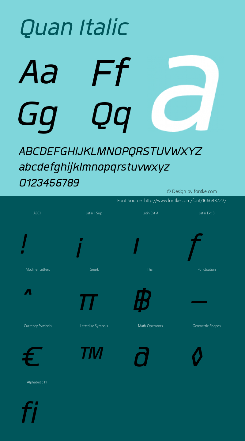 Quan Italic 1.000 Font Sample