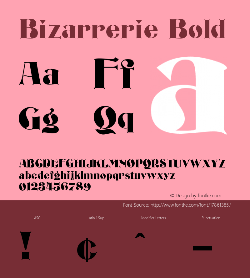 Bizarrerie Bold Version 1.000;PS 001.000;hotconv 1.0.38 Font Sample