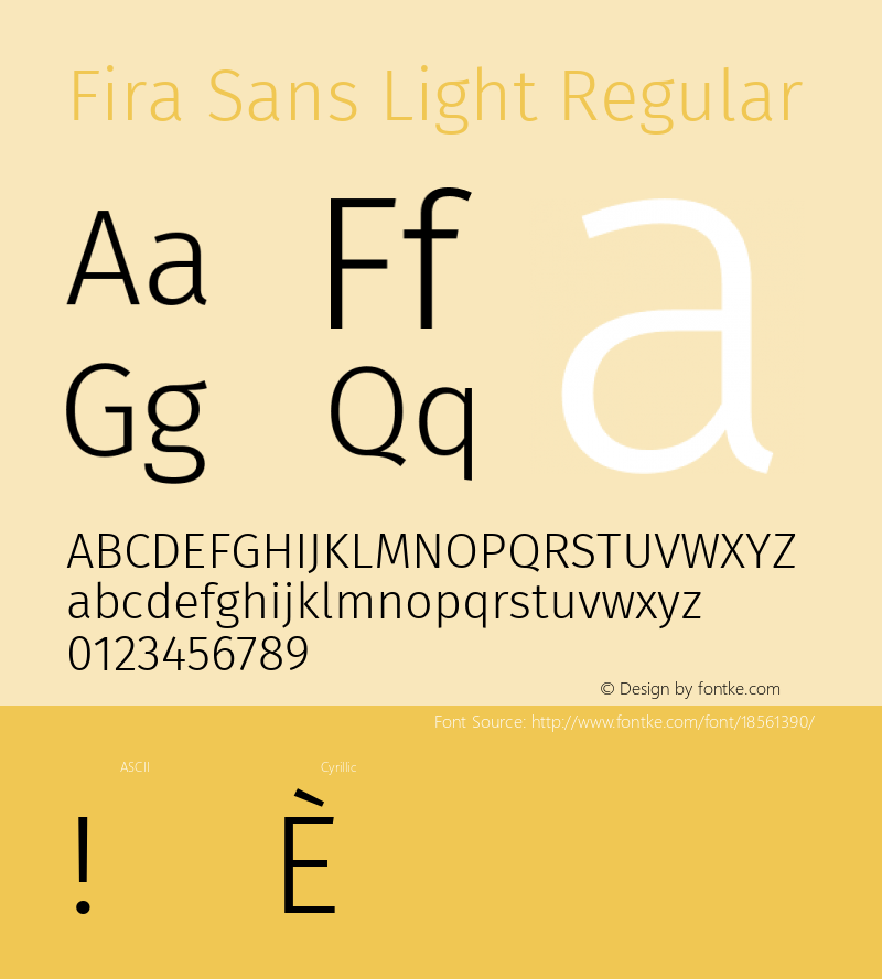 Fira Sans Light Regular Version 4.203;PS 004.203;hotconv 1.0.88;makeotf.lib2.5.64775; ttfautohint (v1.4.1) Font Sample