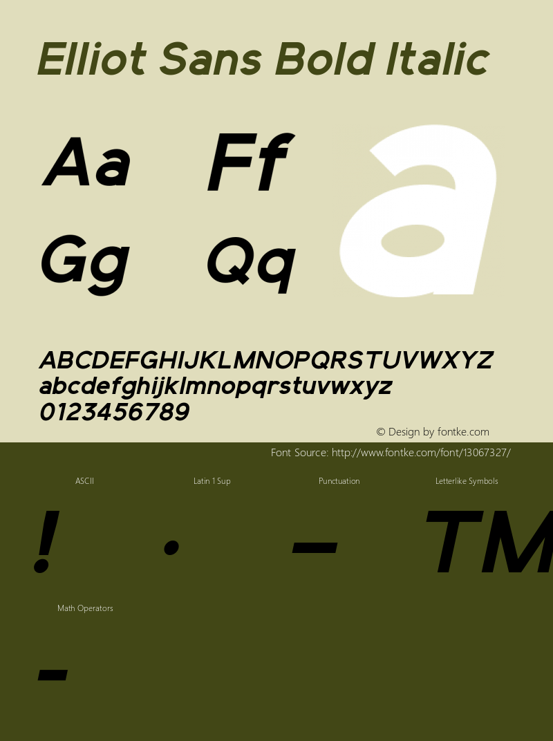 Elliot Sans Bold Italic Version 1.000 Font Sample