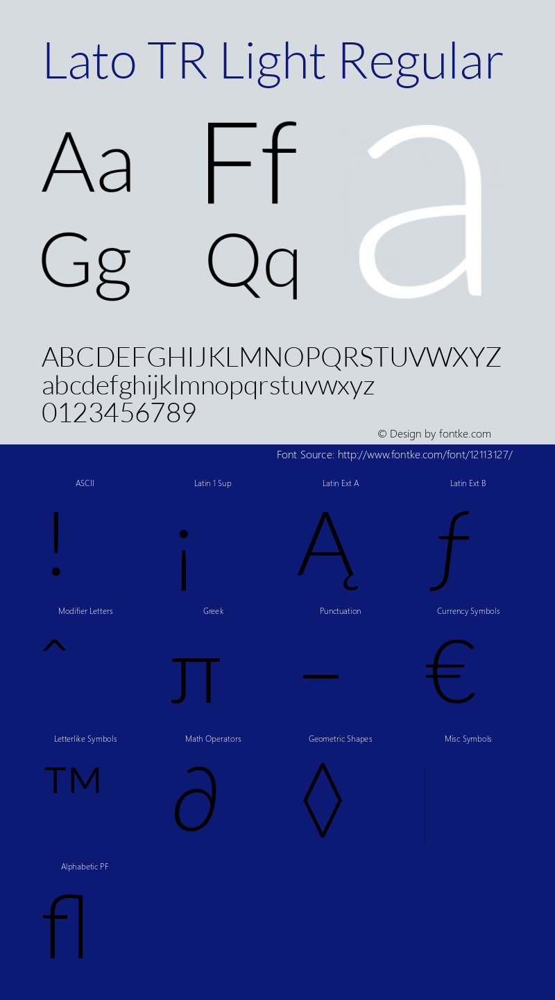 Lato TR Light Regular Version 1.104 2013 Font Sample