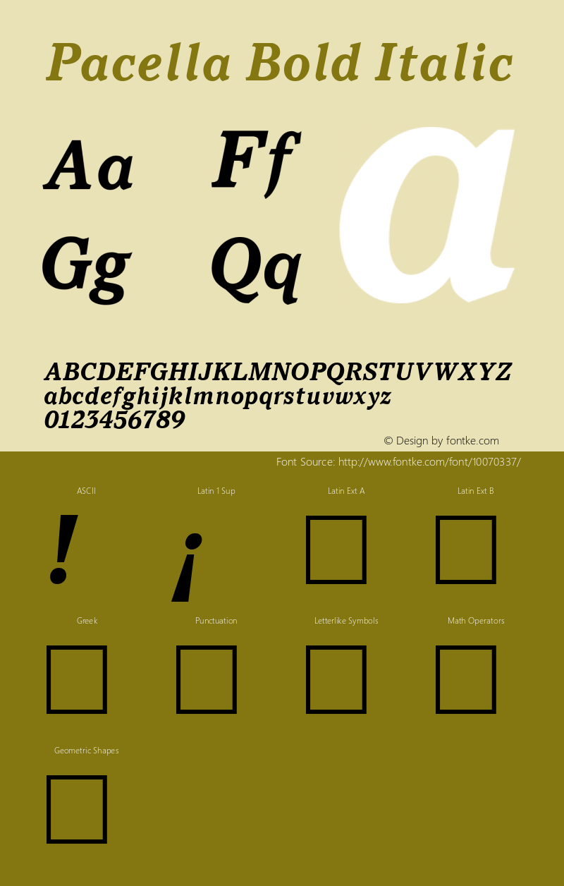 Pacella Bold Italic Altsys Fontographer 3.5  11/25/92 Font Sample