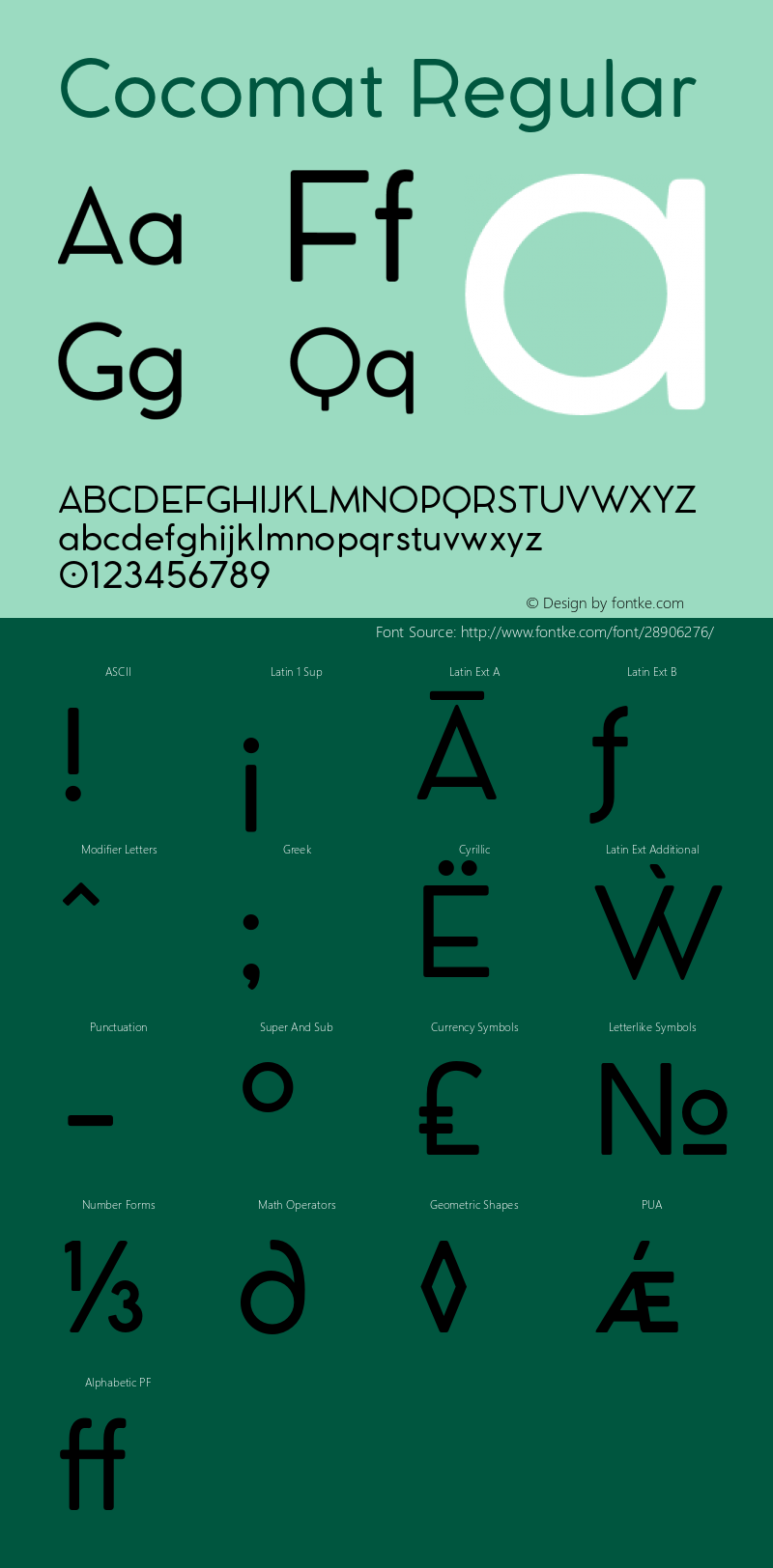 Cocomat Version 2.001 Font Sample